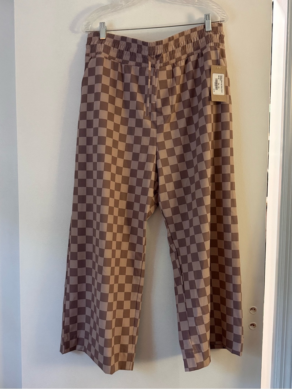 Albion Fit Audrey Wide Leg Crop Checkered Print Pants